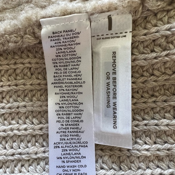 LOFT cardigan, Oatmeal/cream color, Chunky knit , Open front , Oversized collar - Picture 4 of 5